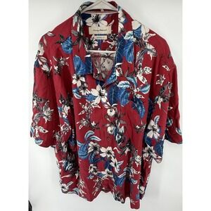 Tommy Hawaiian Silk Red Shirt Floral Flower XXL Mens